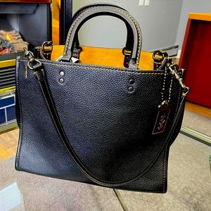 3rd Gen Coach Rogue 31 - Black Pebbled Leather, Honey Suede interior.